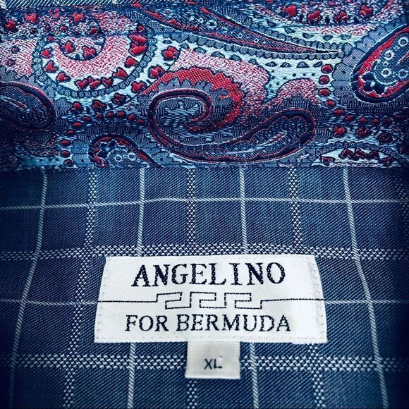 Angelino for Bermuda Buttons Pattern Down Long Sleeve Collar Men's Shirt Sz XL - Picture 8 of 14